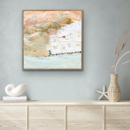 Inspired by my time spent living in in Spain, Island Escape depicts the Island of Mallorca. Like a jewel in the Mediterranean with unique desert landscape.

Please note, This is a made to order product so will ship within 1-3 weeks