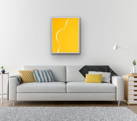 Deep yellow with two precise and curved white lines