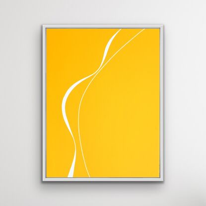 Deep yellow with two precise and curved white lines