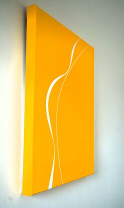 Deep yellow with two precise and curved white lines