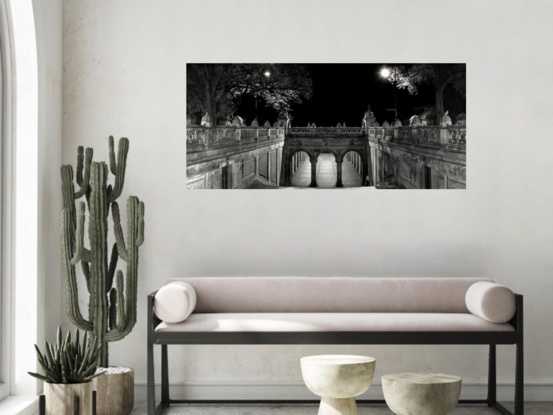 Black and white photograph of Bethesda Terrace in Central Park New York.