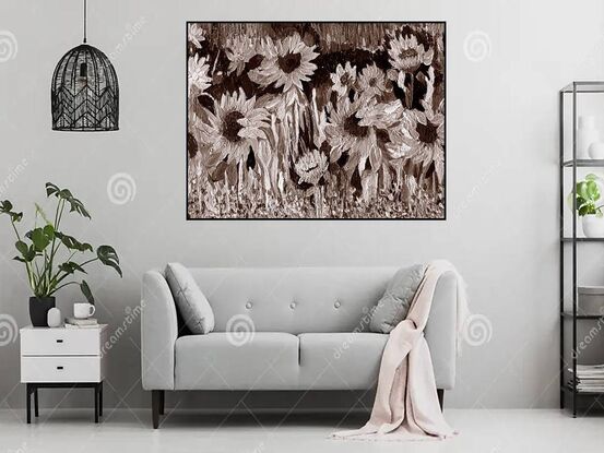 Textured art with various shapes of flowers