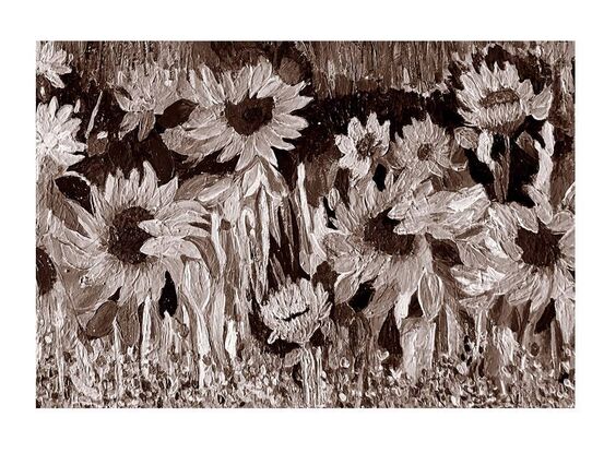 Textured art with various shapes of flowers