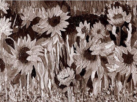 Textured art with various shapes of flowers