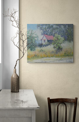 Australian country home landscape oil painting.