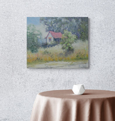 Australian country home landscape oil painting.