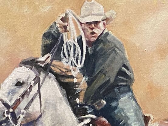 Chasing after cattle is one of the main tasks of cowboys, and this scene also demonstrates the cowboy's grazing experience and strength.

Every one of my paintings strives to give people a strong first impression and feeling. I try to be that every painting I send to my customers is intact and undamaged, and it is delivered to them in the shortest possible time. I also use the best pigments, which last for a long time.
Paul is an Oil Painters of America (OPA) Signature Member, Art Gallery Painter, Award-Winning Artist, Sr. Illustrator in Animation and Gaming field, born in Guangzhou, China. Received his BFA degree from Guangzhou Academy of Fine Art one of the most prestigious fine arts schools in China, has lived in the United States over 27 years. 
In the past 6 years at the Academy of Fine Arts, he has learned solid basic fine art skills in drawing and paint realism. This can be seen from many of his artworks. The subjects he likes to paint are diverse and all have his own unique observation vision and style features, such as characters, landscapes, cityscapes, still life, animals, historical theme etc., the style is impressionism, sometimes he also paints abstract paintings, and when he works for animation or game companies, he also uses Photoshop to paint on computer. For decades, the price of his paintings has been increasing in the world art market. Many art collectors all over the world are collecting his artwork. 

All works are copyrighted, and all rights are reserved by the artist.
Thank You!

