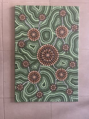 Original aboriginal artwork created by female indigenous artist. Artwork will be shipped with the story and a certificate of authenticity.