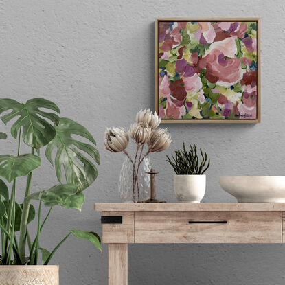 small pink abstract landscape flower painting