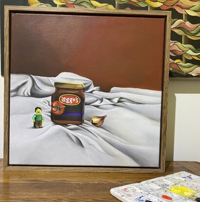 Lego still life, Lego, pasta sauce.