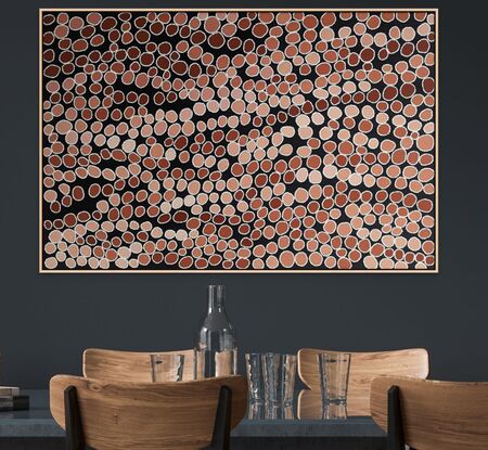 Aboriginal landscape painting with flower seeds