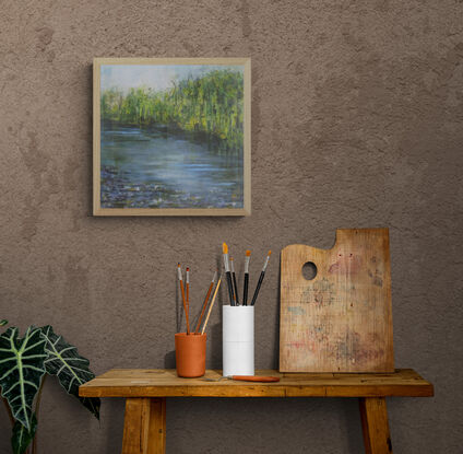 Peaceful river bank scene