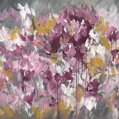 Abstract floral artwork burgundy grey  white Siena 