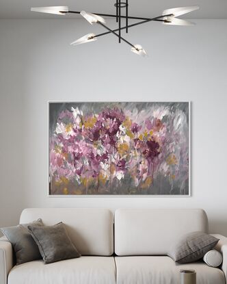 Abstract floral artwork burgundy grey  white Siena 