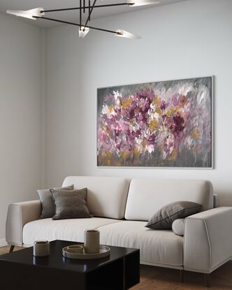 Abstract floral artwork burgundy grey  white Siena 