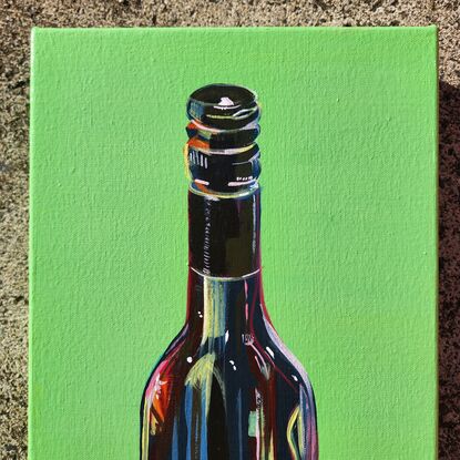 Bright Wine Bottle with green background