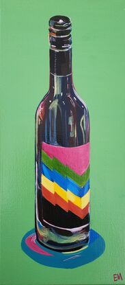 Bright Wine Bottle with green background