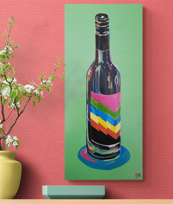 Bright Wine Bottle with green background