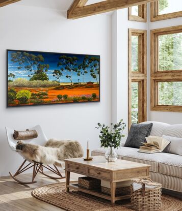 Australian Flowering Scrubland and house