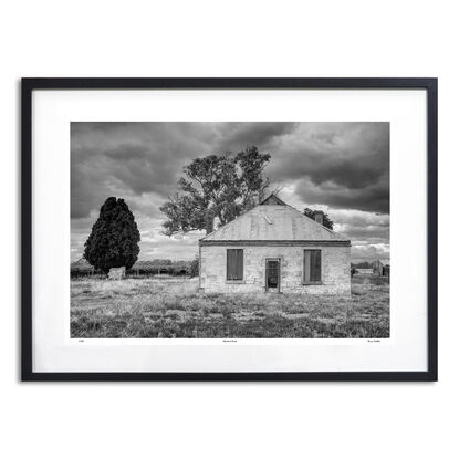 abandoned pioneers hut in rural farm setting