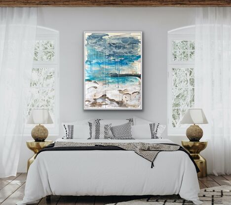 Abstract seascape in blue and white. 