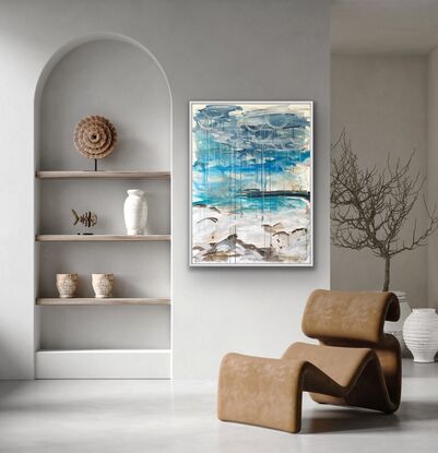 Abstract seascape in blue and white. 