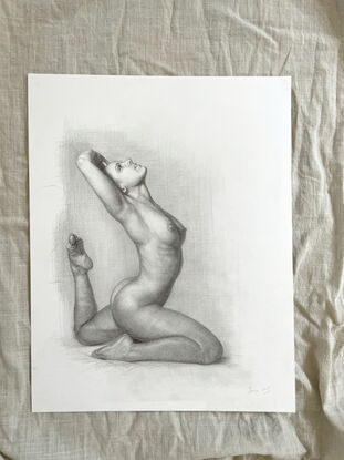 nude woman figure in a aerobatic pose
