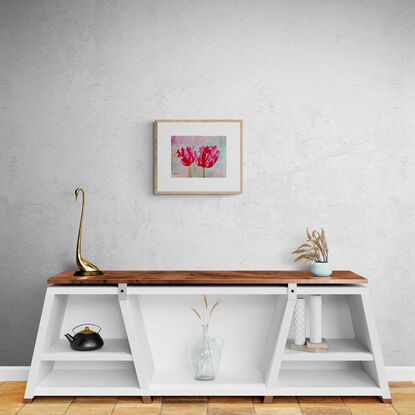 An artwork showing a pink tulips.