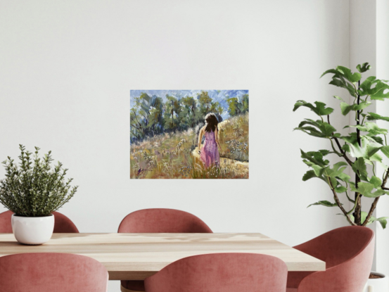 Girl in wild flower meadow 
