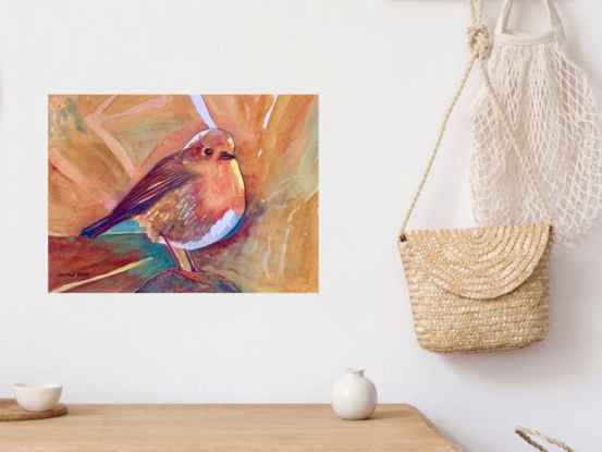 An artwork showing a European Robin.