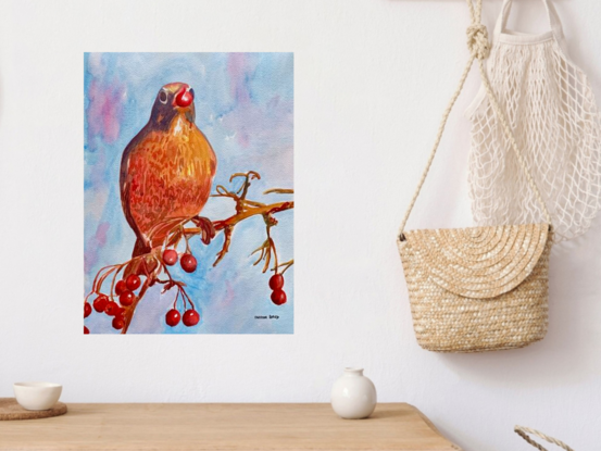 An artwork showing an American Robin.