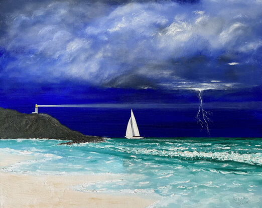 Yacht, Byron Bay, Storm, Beach, Coast, Sloop, Lighthouse.