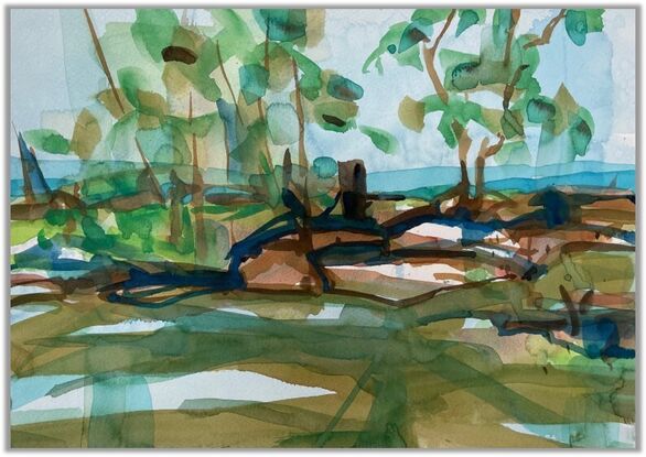 Australian landscape Watercolour and gauche on paper