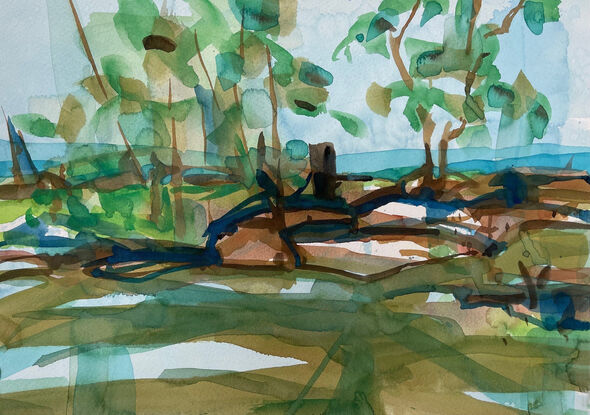 Australian landscape Watercolour and gauche on paper