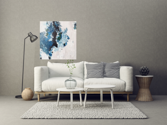 Abstract blue hydrangea flowers with different shades of blue