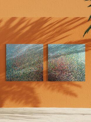 Metallic gold turquoise green blue painting art water sea ocean lake garden Australia bush