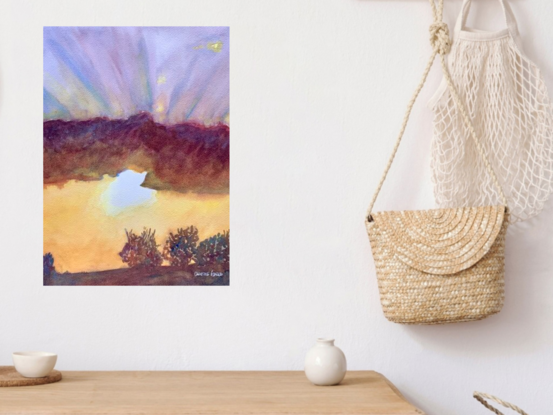 artwork showing a sunset
