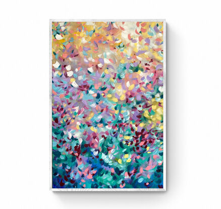 Petals flow and fall in this dynamic floral abstract 