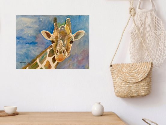 artwork showing a close up of a giraffe's head
