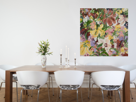 Colourful abstract Australian wildflower original painting