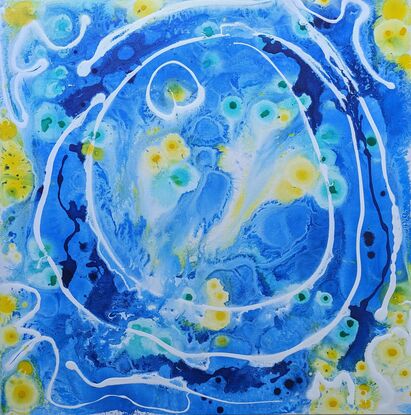 a lively abstract in refreshing cool summer colours