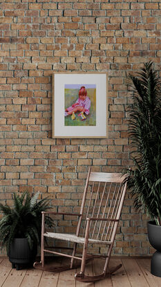 artwork showing a young girl being fascinated with newly hatched ducklings
