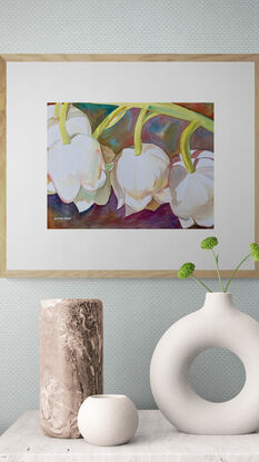 artwork showing a spray of lily of the valley flowers
