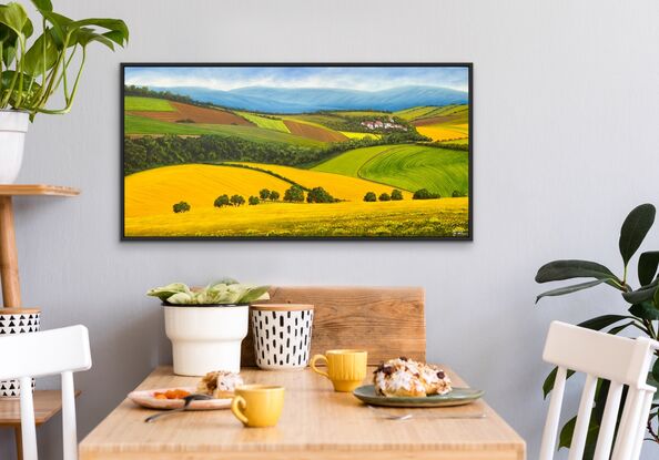 Australian farm landscape with sheep on the road