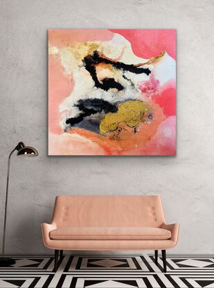 Vibrant bold colours of blush, black and white, with a pop of gold lustre