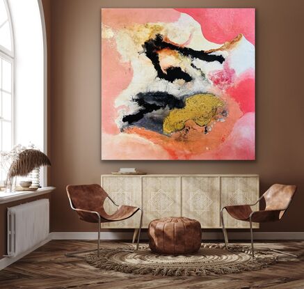 Vibrant bold colours of blush, black and white, with a pop of gold lustre