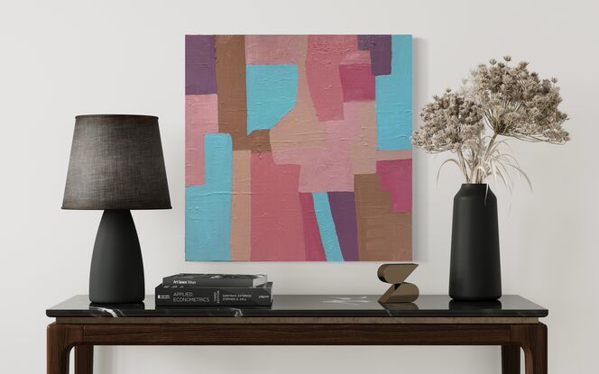 muted toned pinks and blue blocks of colour