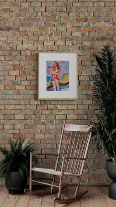 artwork showing a woman sitting on a deckchair enjoying the sunshine