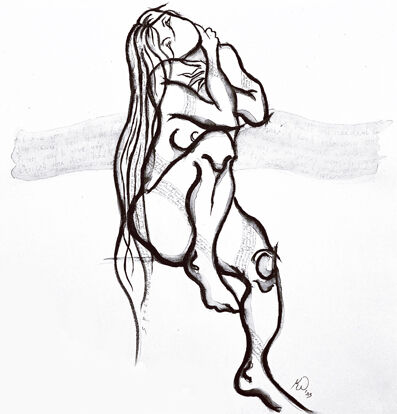 Charcoal classical nude expressing universal themes