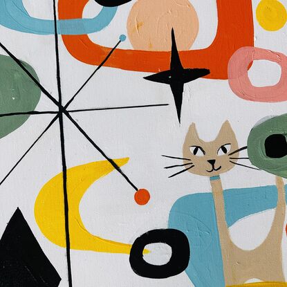 Retro atomic mid century cats and shapes